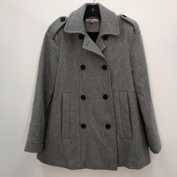 Zara Jackets & Blazers - Zara Trafaluc Gray Double Breasted Wool Pea Coat
